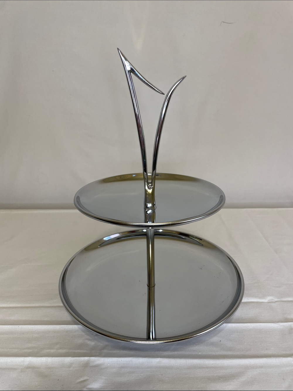 VINTAGE KROMEX MCM Two-Tier Chrome Serving Stand